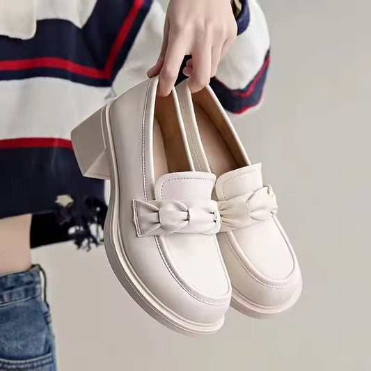 Autumn Women's Shoes Soft Leather Soft Bottom High Heels Women's Spring Autumn New Style Fashionable Rough Heel Vintage Single S